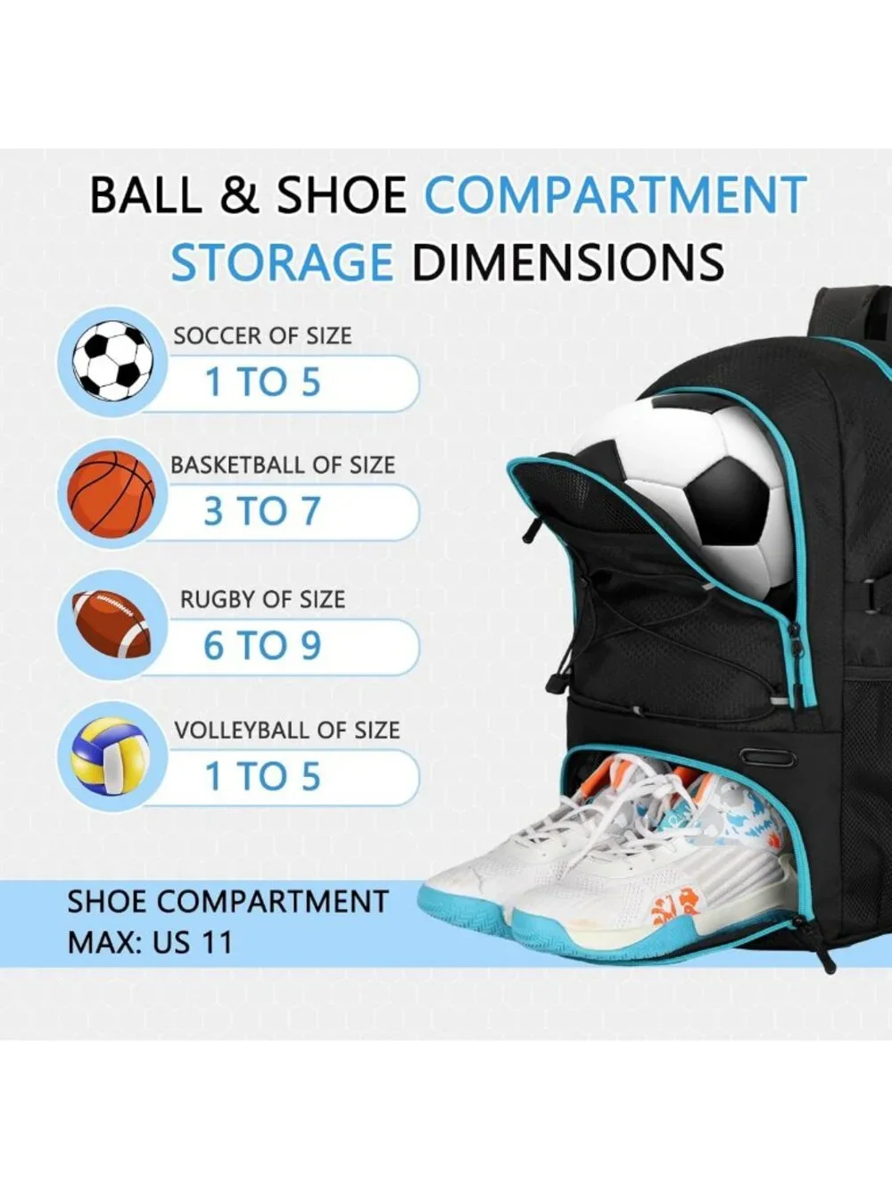 Versatile 30L Sports Backpack with Ball Compartment & Ventilated Shoe Pocket for